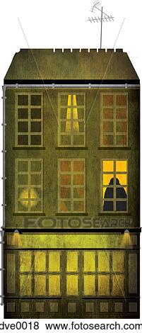 Facade of an old European building View Large Illustration Stock Illustration - Facade of an old European building. Fotosearch