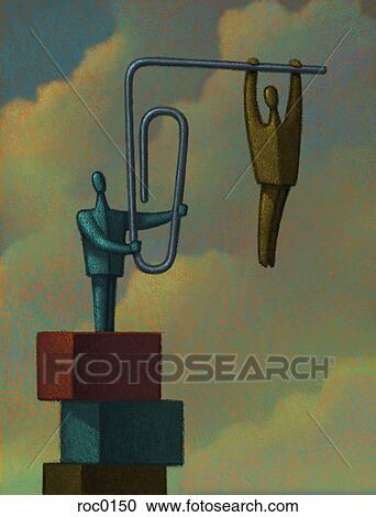 Figures holding onto paperclip View Large Illustration Clipart - Figures holding onto paperclip. Fotosearch