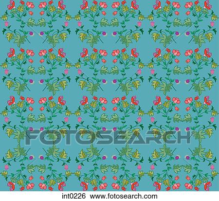 Stock Illustration - Flower pattern on a blue background. Fotosearch