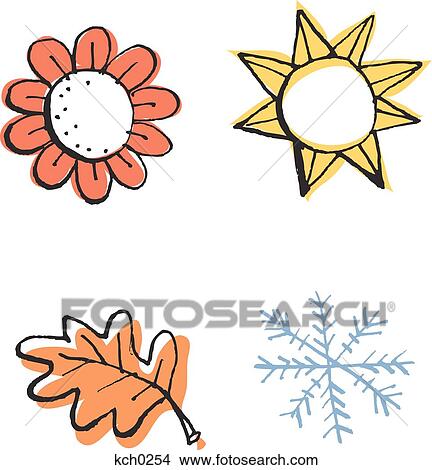 Stock Illustration - four icons representing the seasons. Fotosearch