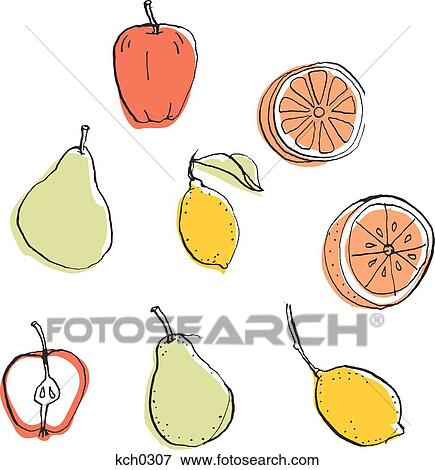 Stock Illustration - Fresh fruit against white background. Fotosearch
