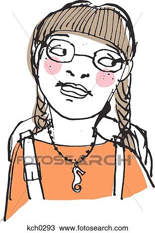 Girl With Braids Drawing