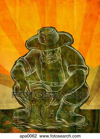 Drawing - gold miner. Fotosearch
