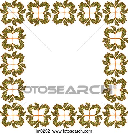 Green and orange leaf border View Large Illustration Drawing - Green and orange leaf border. Fotosearch