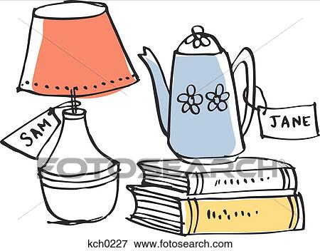 household items with tags on them View Large Illustration Stock Illustration - household items with tags on them. Fotosearch