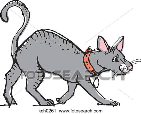 Clip Art - Illustration of gray cat against white background. Fotosearch