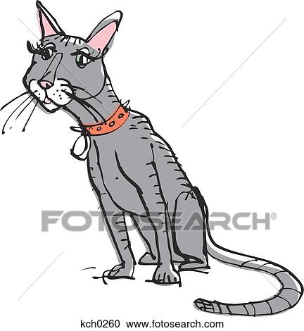 Clipart - Illustration of gray cat against white background. Fotosearch