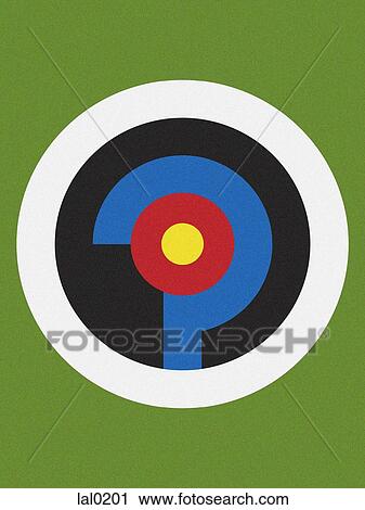 Clip Art - Incomplete target on green background. Fotosearch
