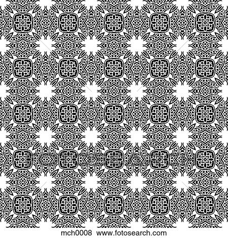 Stock Illustration - Intricate black and white seamless pattern. Fotosearch
