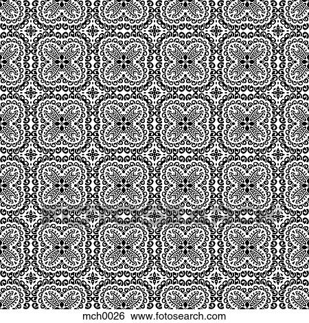 Stock Illustration - Intricate black and white seamless pattern. Fotosearch