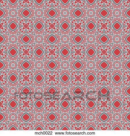 Drawing - Intricate red and grey seamless pattern. Fotosearch