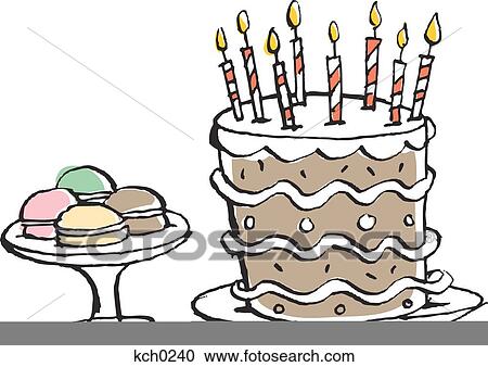 Clipart - Macaroons and birthday cake. Fotosearch