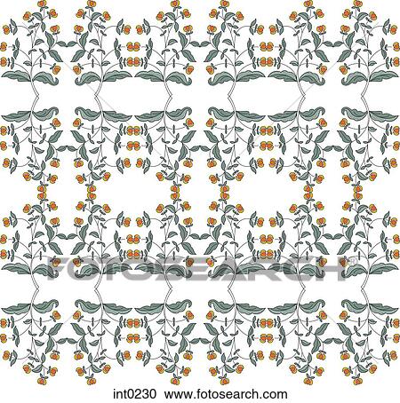 Clipart - Orange and yellow flower pattern. Fotosearch