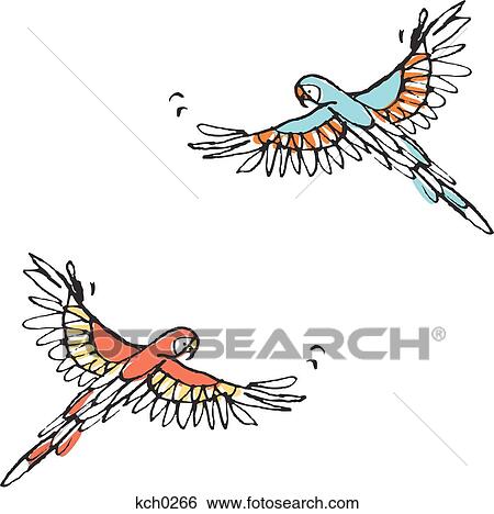 Stock Illustration - Parrots against white background. Fotosearch