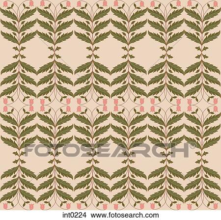 Pattern of leaves and flowers View Large Illustration Stock Illustration - Pattern of leaves and flowers. Fotosearch