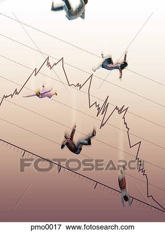 Stock Illustration - People falling from a sales chart. Fotosearch