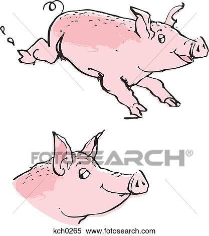 Stock Illustration - Pigs against white background. Fotosearch