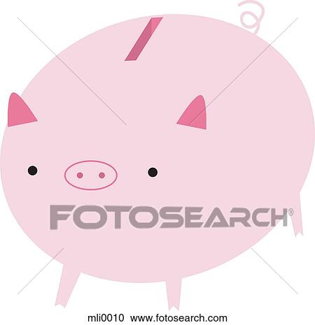 Pink piggy bank View Large Illustration Clipart - Pink piggy bank . Fotosearch