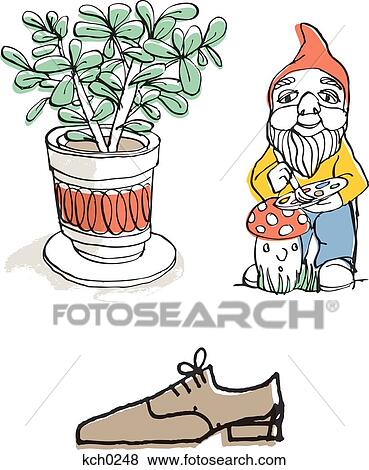 Plant, shoe, and gnome View Large Illustration Stock Illustration - Plant, shoe, and gnome. Fotosearch