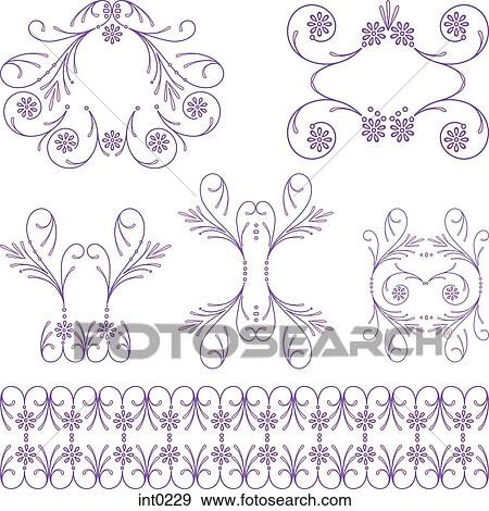 Stock Illustration - Purple decorative elements. Fotosearch