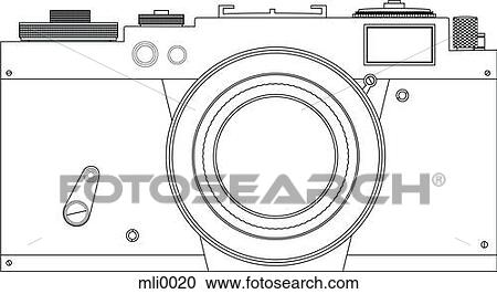 Clipart - Retro camera in black and white. Fotosearch