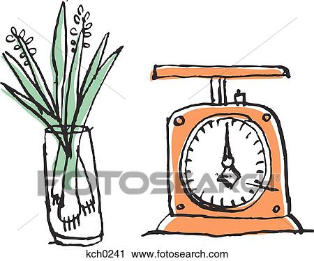 Scallions and weigh scale View Large Illustration Clip Art - Scallions and weigh scale. Fotosearch