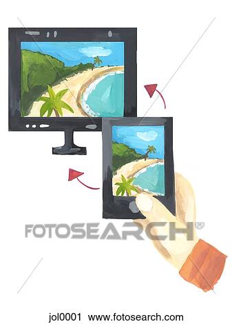 Clip Art - Sending a photo via mobile phone. Fotosearch