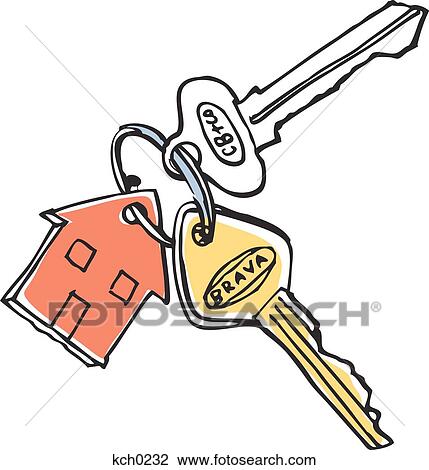Drawing - Set of keys against white background. Fotosearch