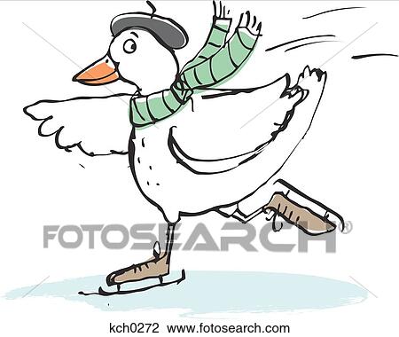 Skating duck View Large Illustration Drawing - Skating duck. Fotosearch