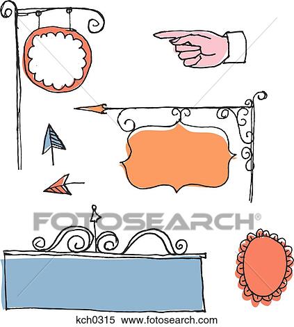 Stock Illustration - Store signs and arrows. Fotosearch