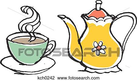 Drawing - Tea pot and tea. Fotosearch