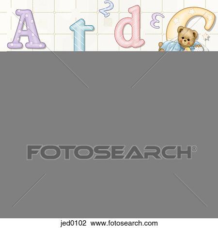 Teddy bears and the alphabet View Large Illustration Drawing - Teddy bears and the alphabet. Fotosearch