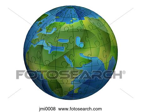 The Earth made of puzzle pieces View Large Illustration Stock Illustration - The Earth made of puzzle pieces. Fotosearch