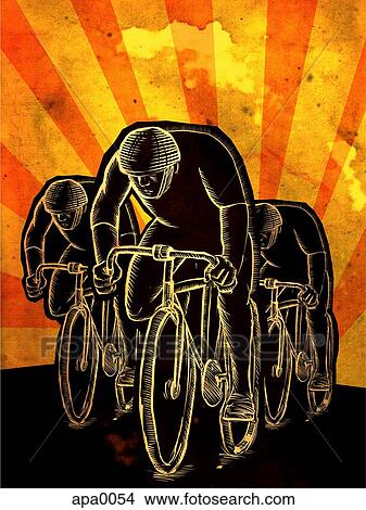 Stock Illustration - Three cyclists. Fotosearch