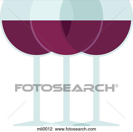 Drawing - Three glasses of wine. Fotosearch
