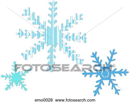 Stock Illustration - Three snowflakes against white background. Fotosearch