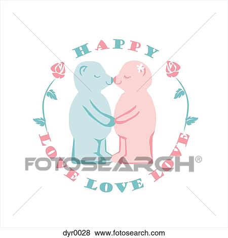 Two bears kissing against white background View Large Illustration Stock Illustration - Two bears kissing against white background. Fotosearch