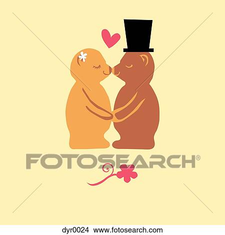 Stock Illustration - Two bears kissing. Fotosearch