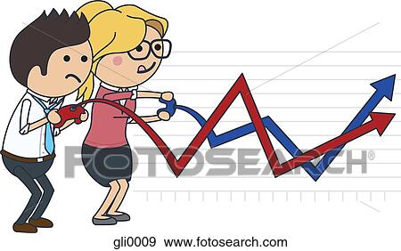Two business people controlling line charts View Large Illustration Stock Illustration - Two business people controlling line charts. Fotosearch
