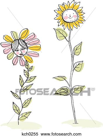Two flowers against white background View Large Illustration Stock Illustration - Two flowers against white background. Fotosearch