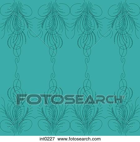 Stock Illustration - Vines on a blue green background. Fotosearch