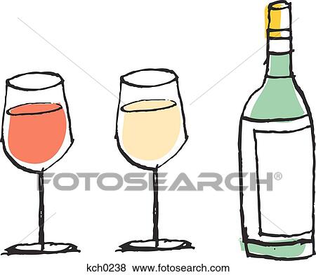 Stock Illustration - Wine glasses and bottle. Fotosearch