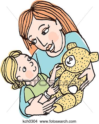 Stock Illustration - Woman holding her daughter. Fotosearch
