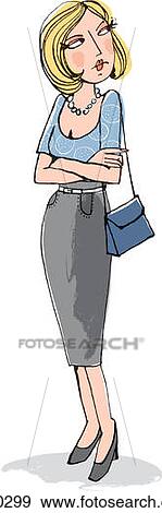 Stock Illustration - Woman standing with her arms crossed. Fotosearch