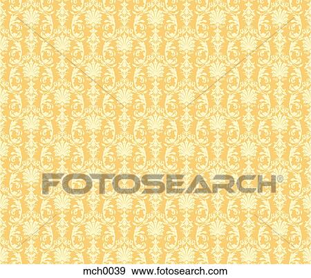 Stock Illustration - Yellow damask pattern. Fotosearch