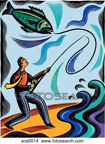 Stock Illustration - landing the big one. Fotosearch