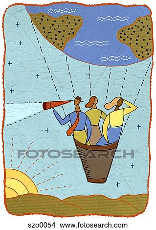 business people in a hot air balloon View Large Illustration Stock Illustration - business people in a hot air balloon. Fotosearch