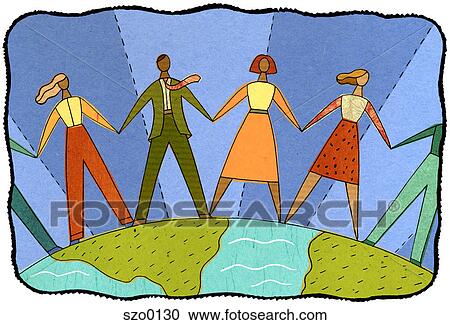 people holding hands accross the world View Large Illustration Clipart - people holding hands accross the world. Fotosearch