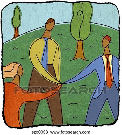 Drawing - people making an agreement. Fotosearch