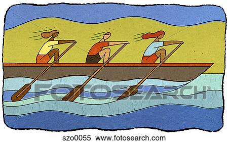 three rowers View Large Illustration Stock Illustration - three rowers. Fotosearch